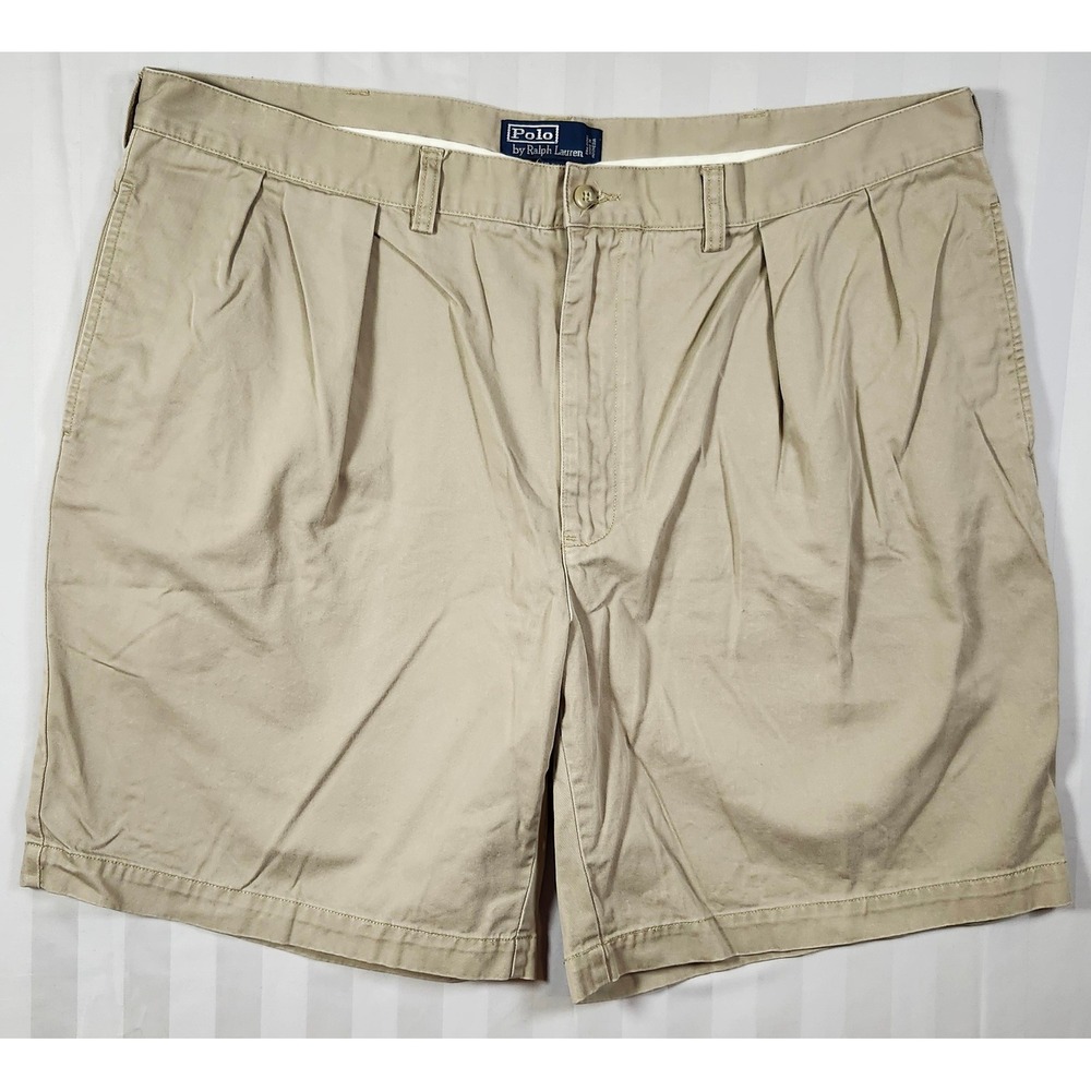 Polo Ralph Lauren Tyler Short Mens 42 Khaki Tan Pleated Chino Cotton Shorts